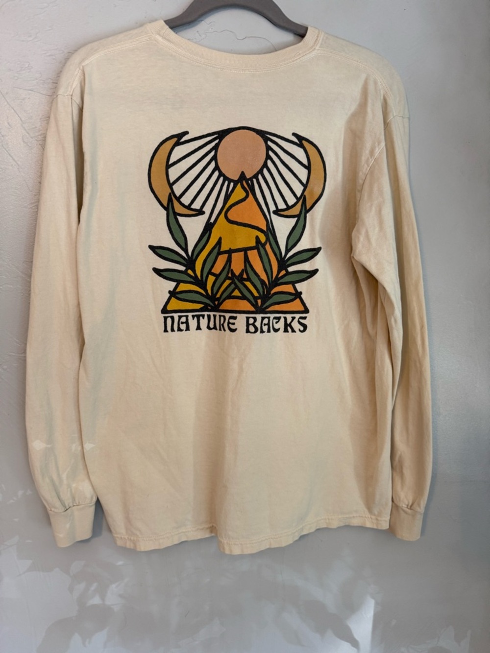 Nature Backs Comfort Colors Boho Outdoors Graphic Long Sleeve Tee Medium